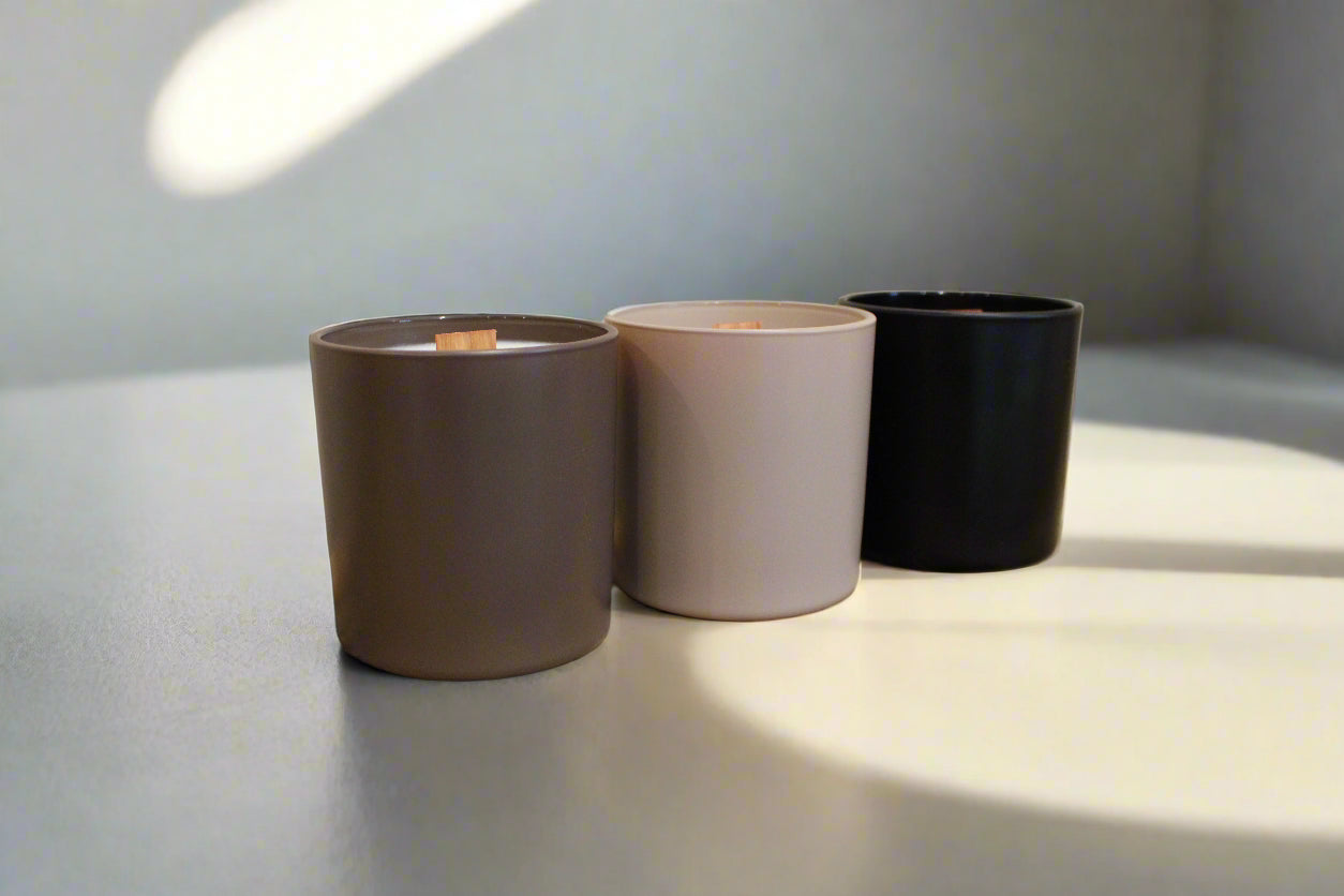 Soy-Coconut 7 ounce Glass matte Decorative Candle set (dark collection)