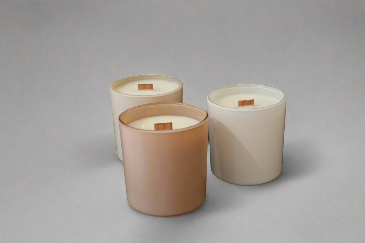 Soy-Coconut 7 ounce Glass matte Decorative Candle set (light collection)