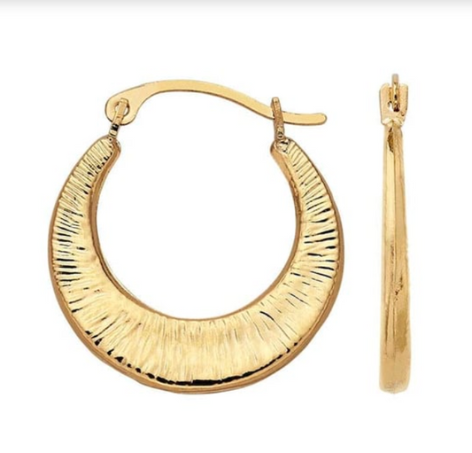 14k Gold Dainty Textured Hoop Earrings